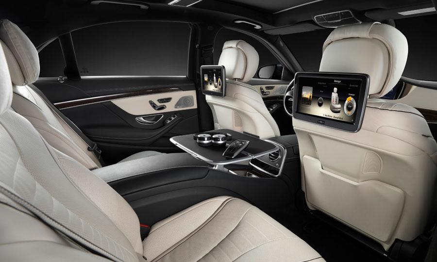 2014 Mercedes Benz S Class interior rear seats screens Civilised Car 